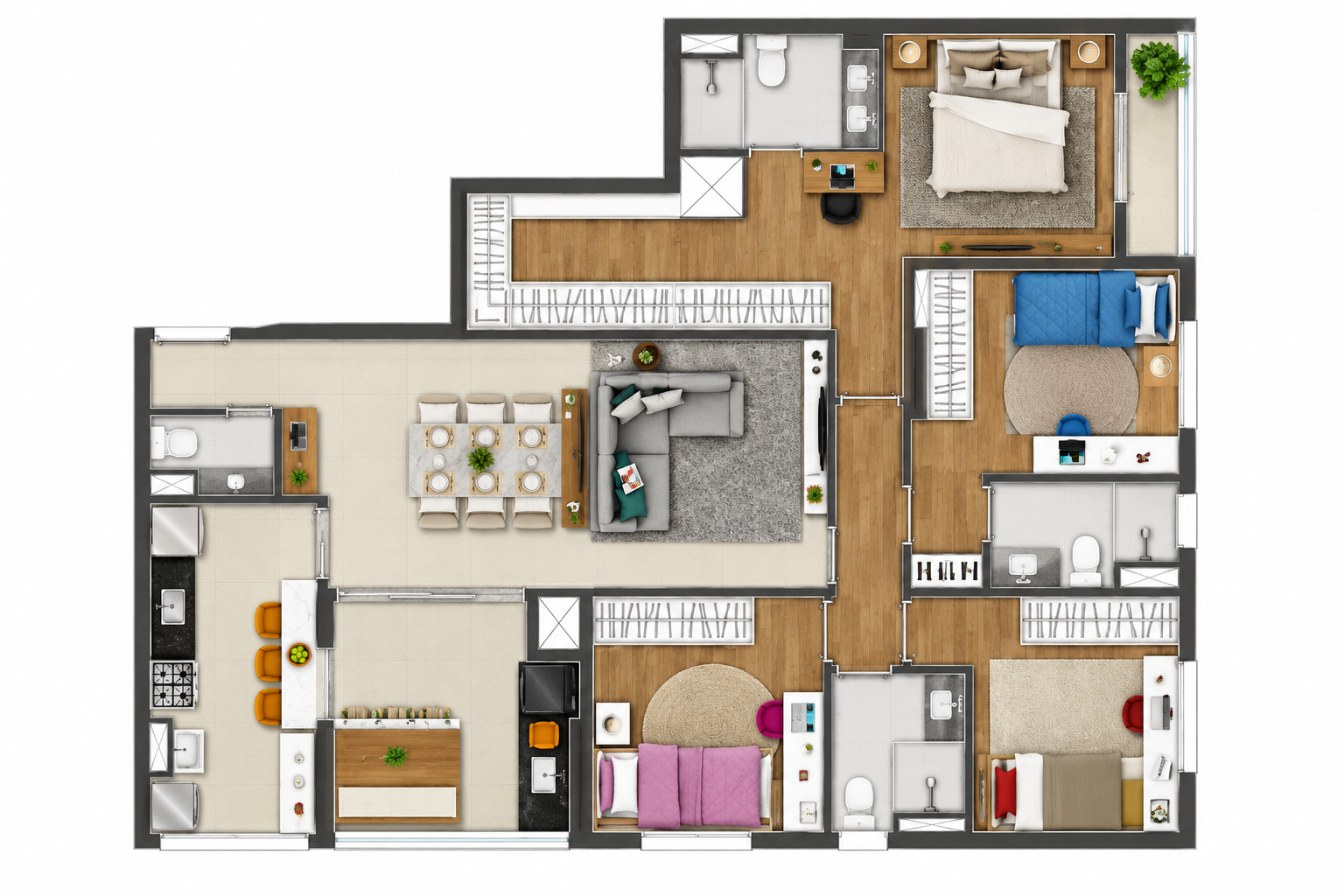 4 dorms. | 120 m²