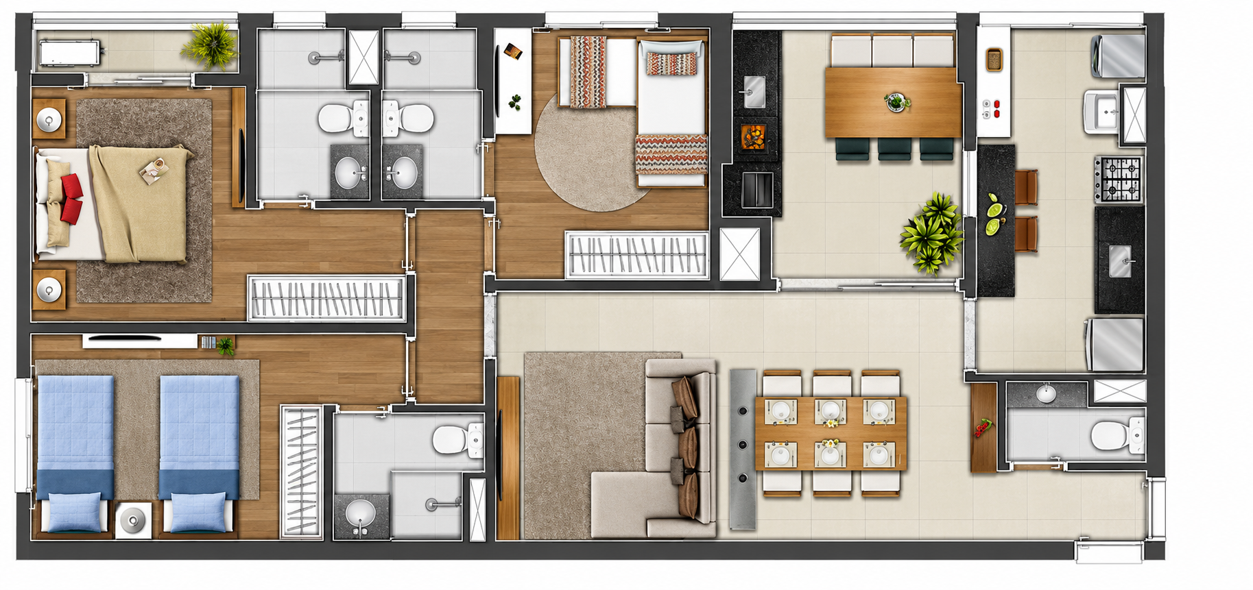 3 dorms. | 97 m²