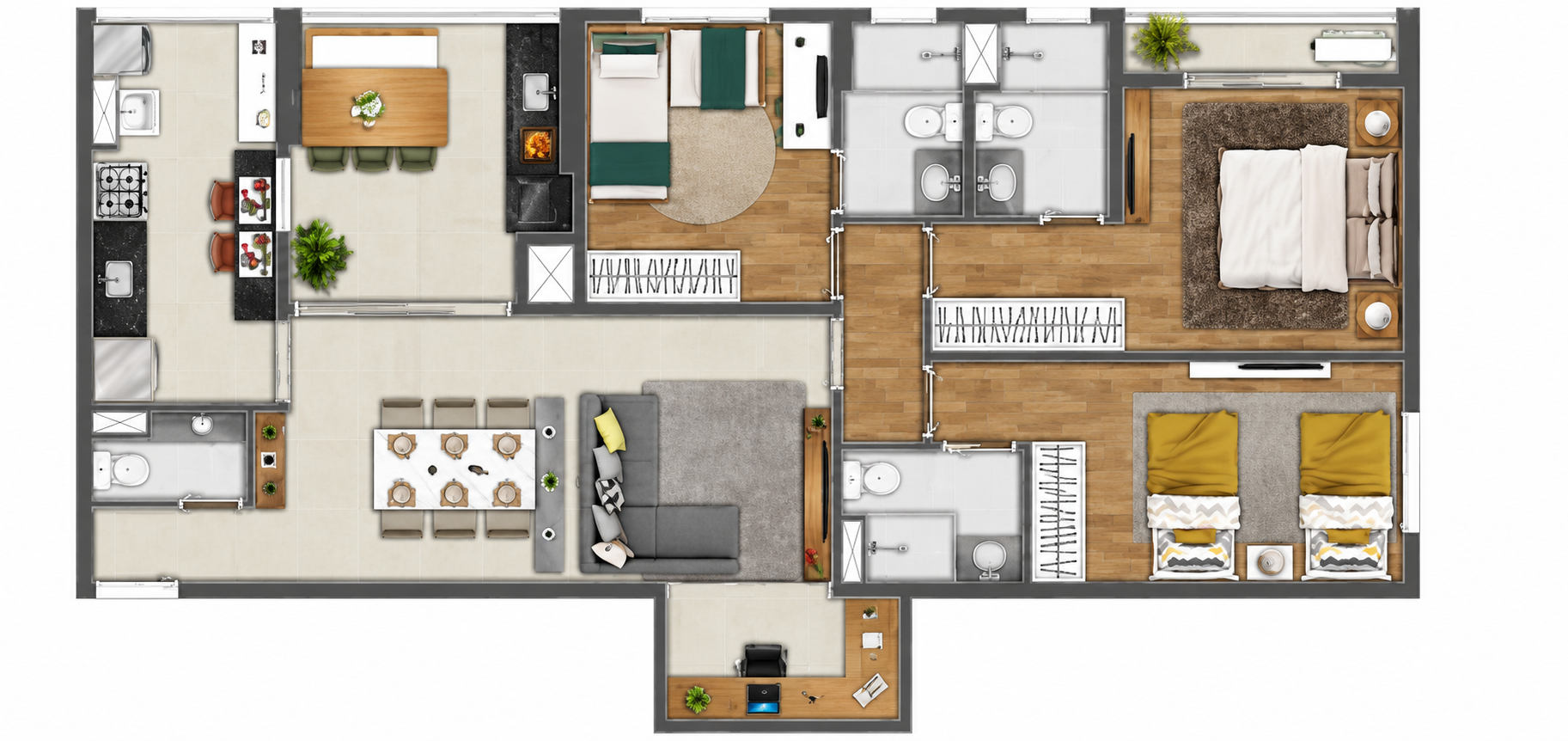 3 dorms. | 102 m²